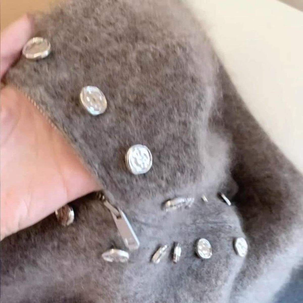 Women's Double-Breasted Stand-Up Collar Knitwear