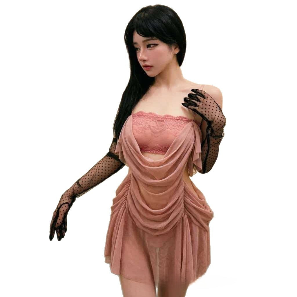 Womens Mesh Lace Camisole Nightdress