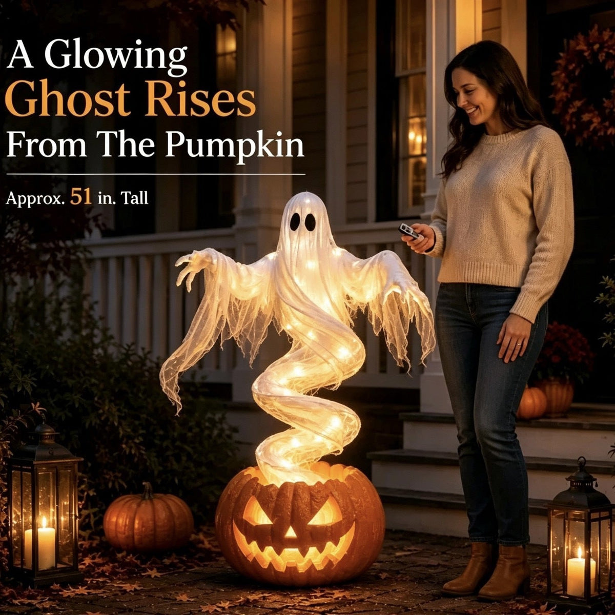 Cross-border new product: Swirling Ghost Pumpkin Yard Lamp