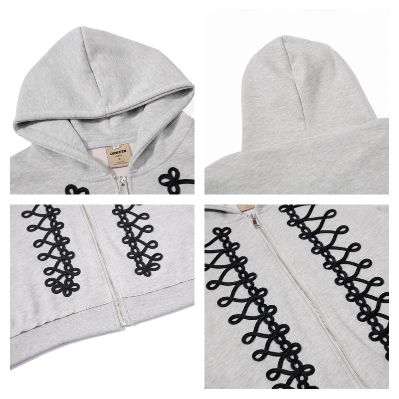 Couple-style bow knot design hooded sweatshirt set