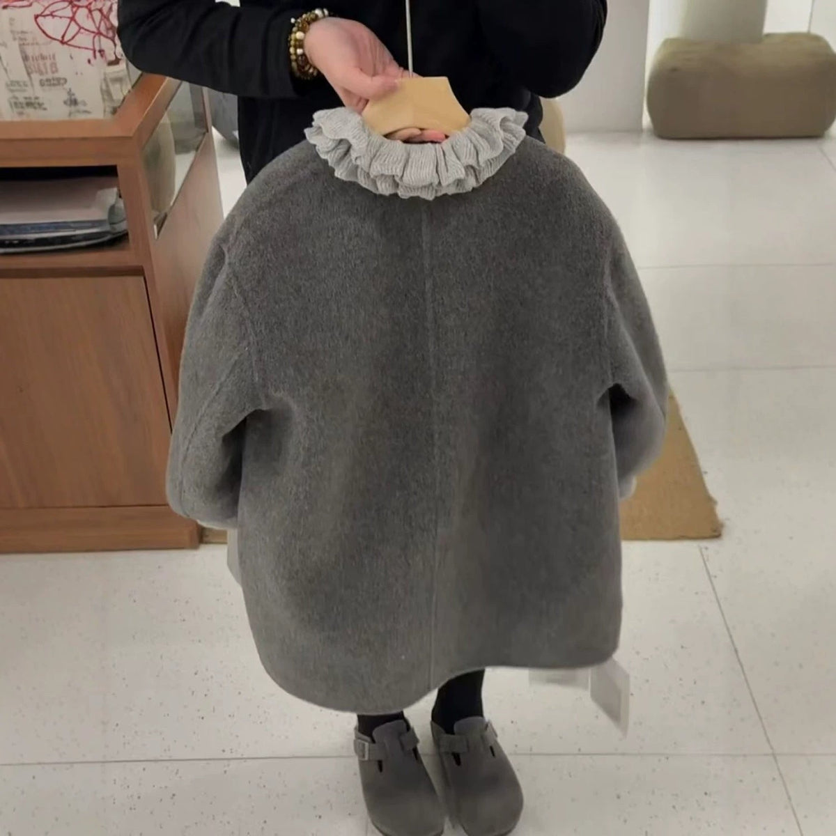 Vintage bow tie thick wool coat