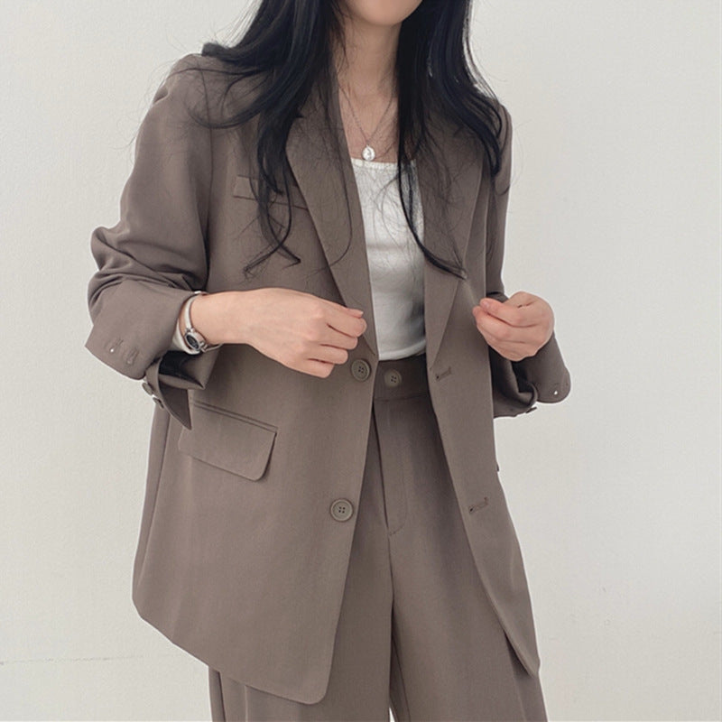 Women Slim Fit Solid Color Suit Set