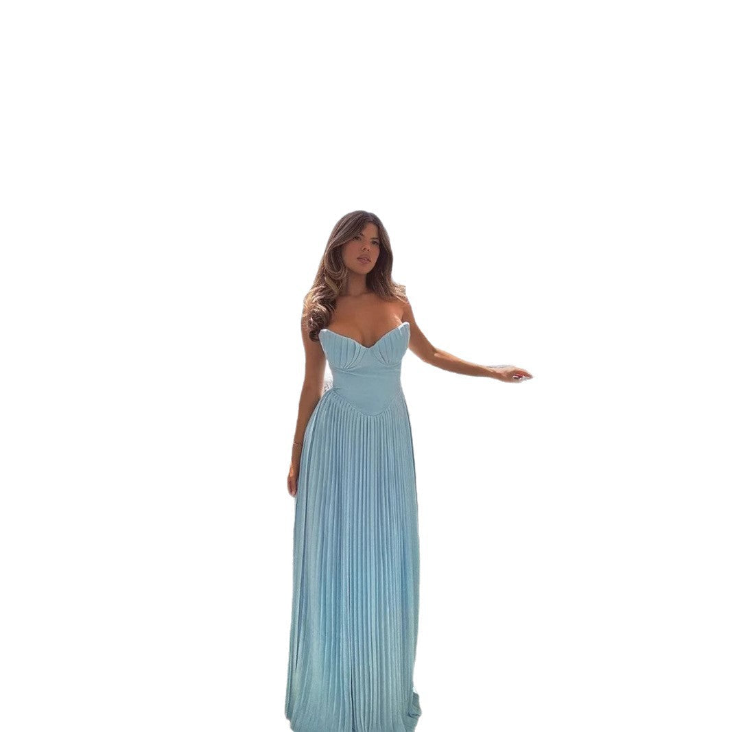 2025 New European and American Style Summer Feminine Tube Top Dress Sleeveless Long Skirt Slim Backless Dress for Women