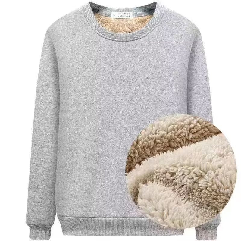 Men's Fleece-Lined Round Neck Loose Fit Thickened Sweatshirt