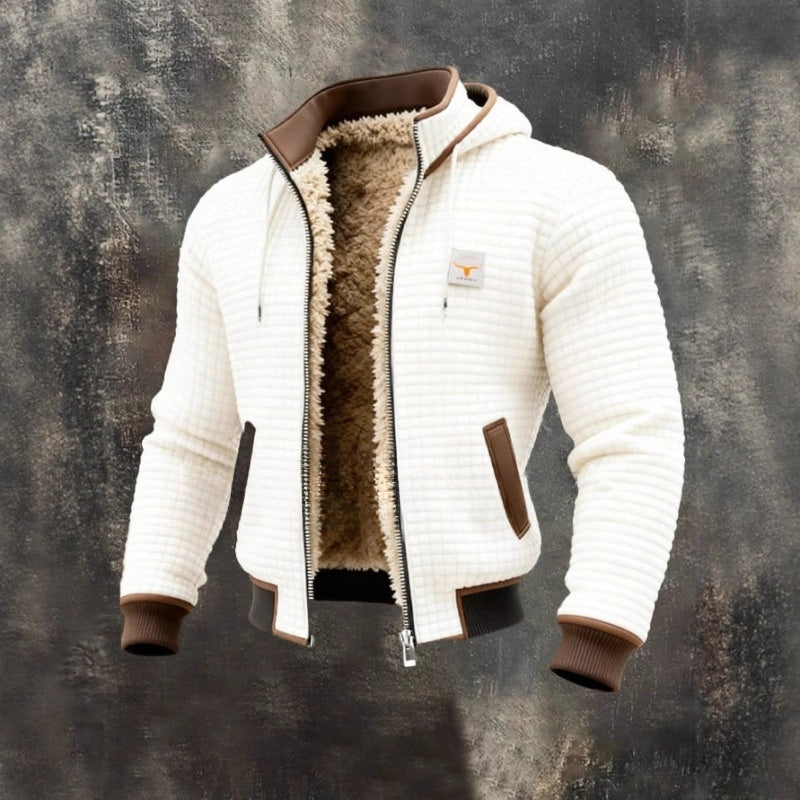 Men's Thickened Fleece-Lined Hooded Jacket Windproof Winter Outerwear