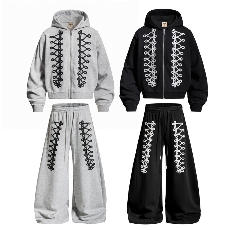 Couple-style bow knot design hooded sweatshirt set