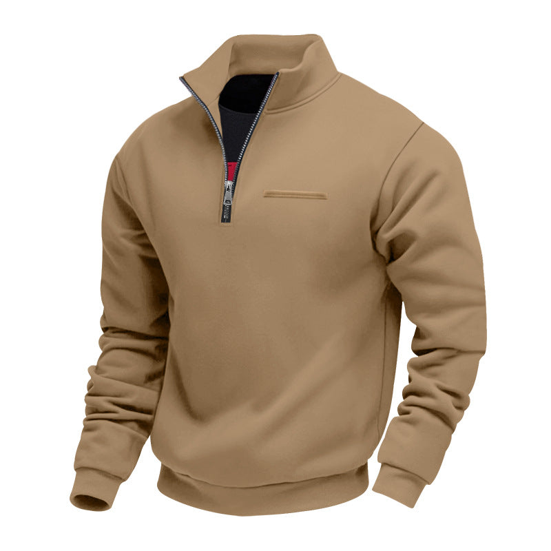 Men's Stand Collar Half-Zip Pullover Sweatshirt