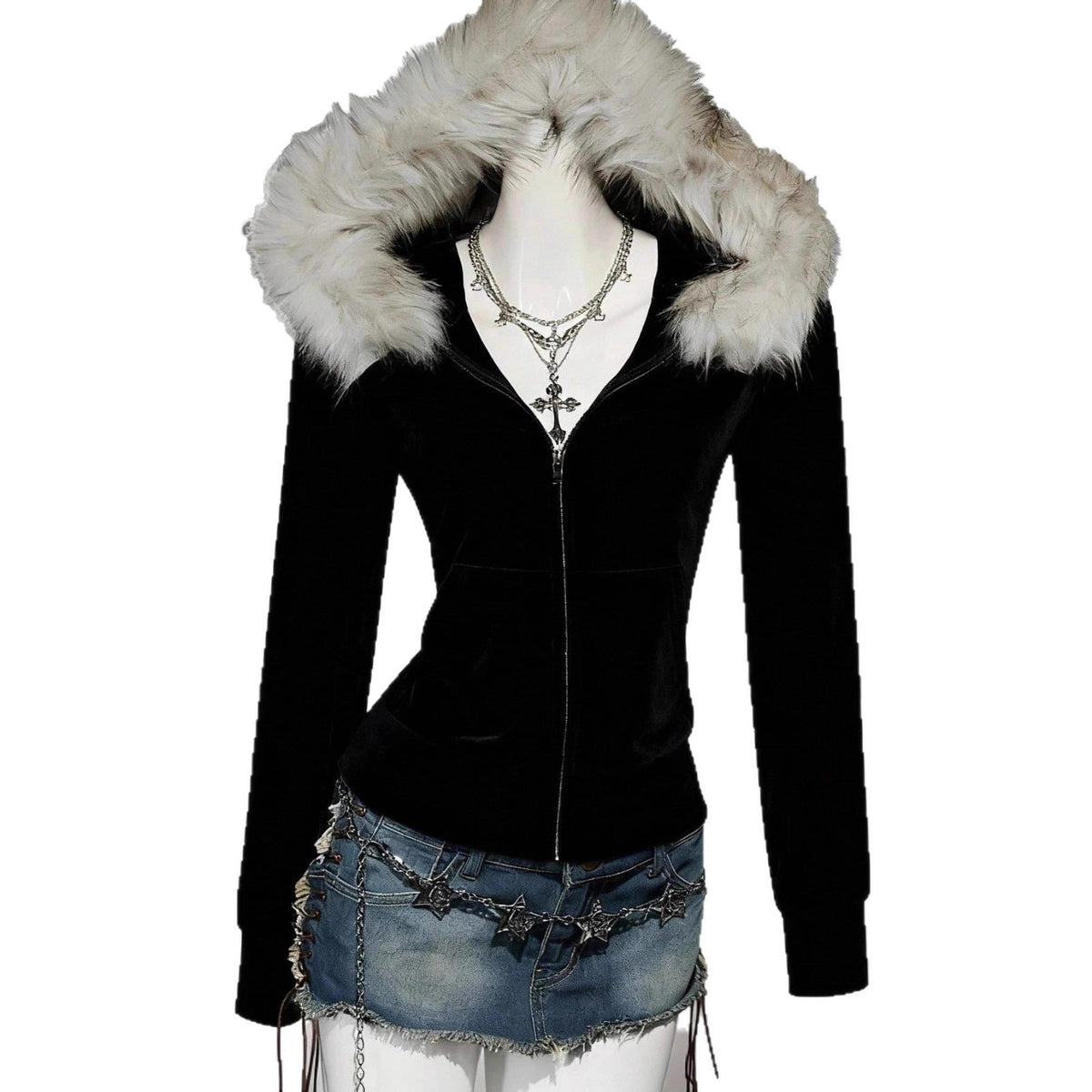 Hooded zip-up jacket