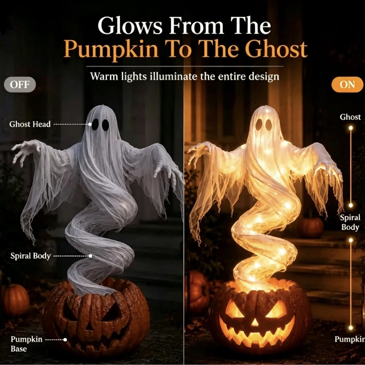 Cross-border new product: Swirling Ghost Pumpkin Yard Lamp