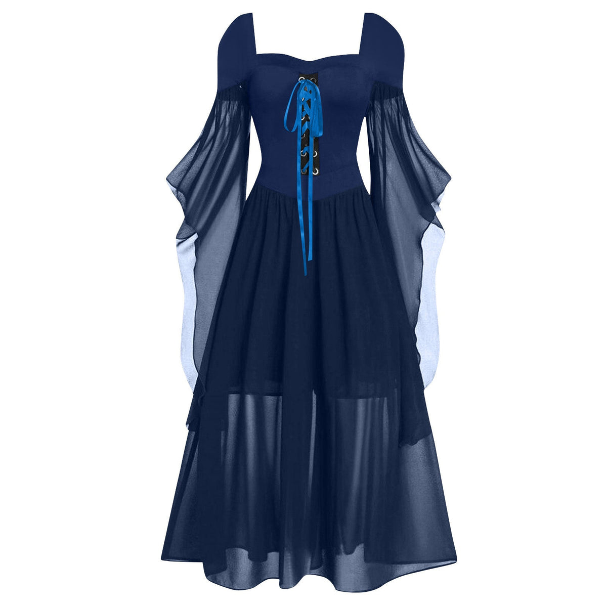 Witch Style Long Dress with Flare Sleeves