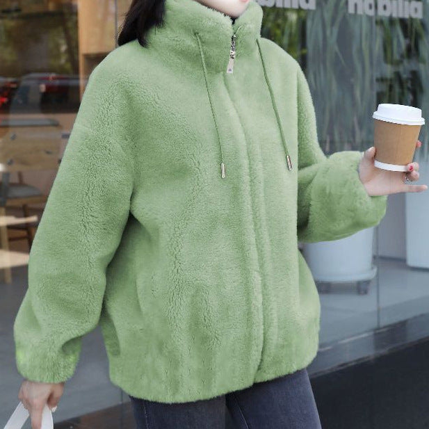 Women Double-Sided Velvet Warm Zip Up Cardigan