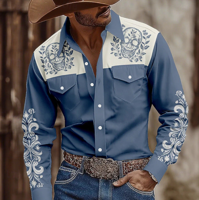 Long Sleeve Western Stand Collar Shirt