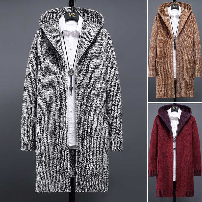 Mens Hooded Knit Cardigan