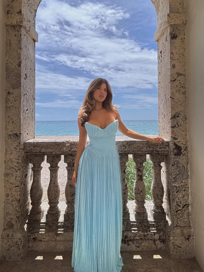 2025 New European and American Style Summer Feminine Tube Top Dress Sleeveless Long Skirt Slim Backless Dress for Women