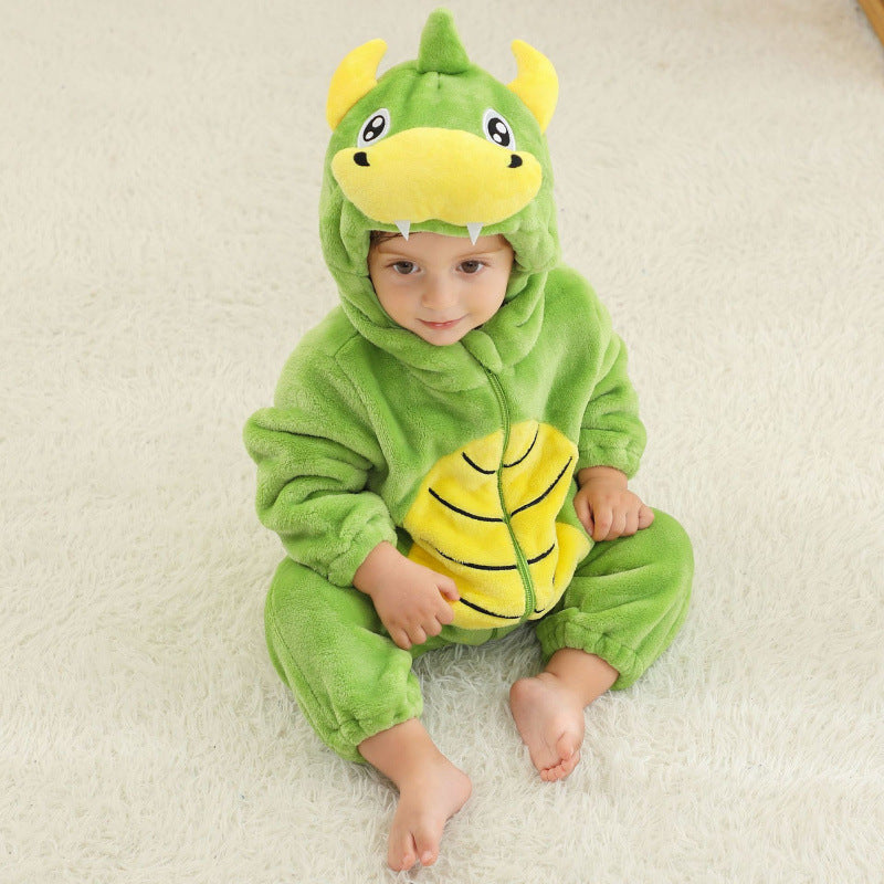 Animal Hooded Flannel Baby Jumpsuit