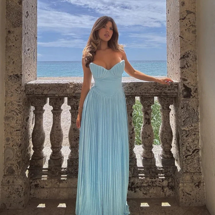 2025 New European and American Style Summer Feminine Tube Top Dress Sleeveless Long Skirt Slim Backless Dress for Women