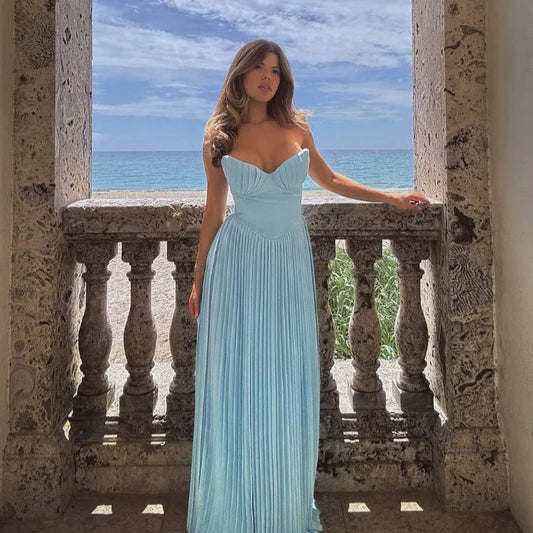 2025 New European and American Style Summer Feminine Tube Top Dress Sleeveless Long Skirt Slim Backless Dress for Women