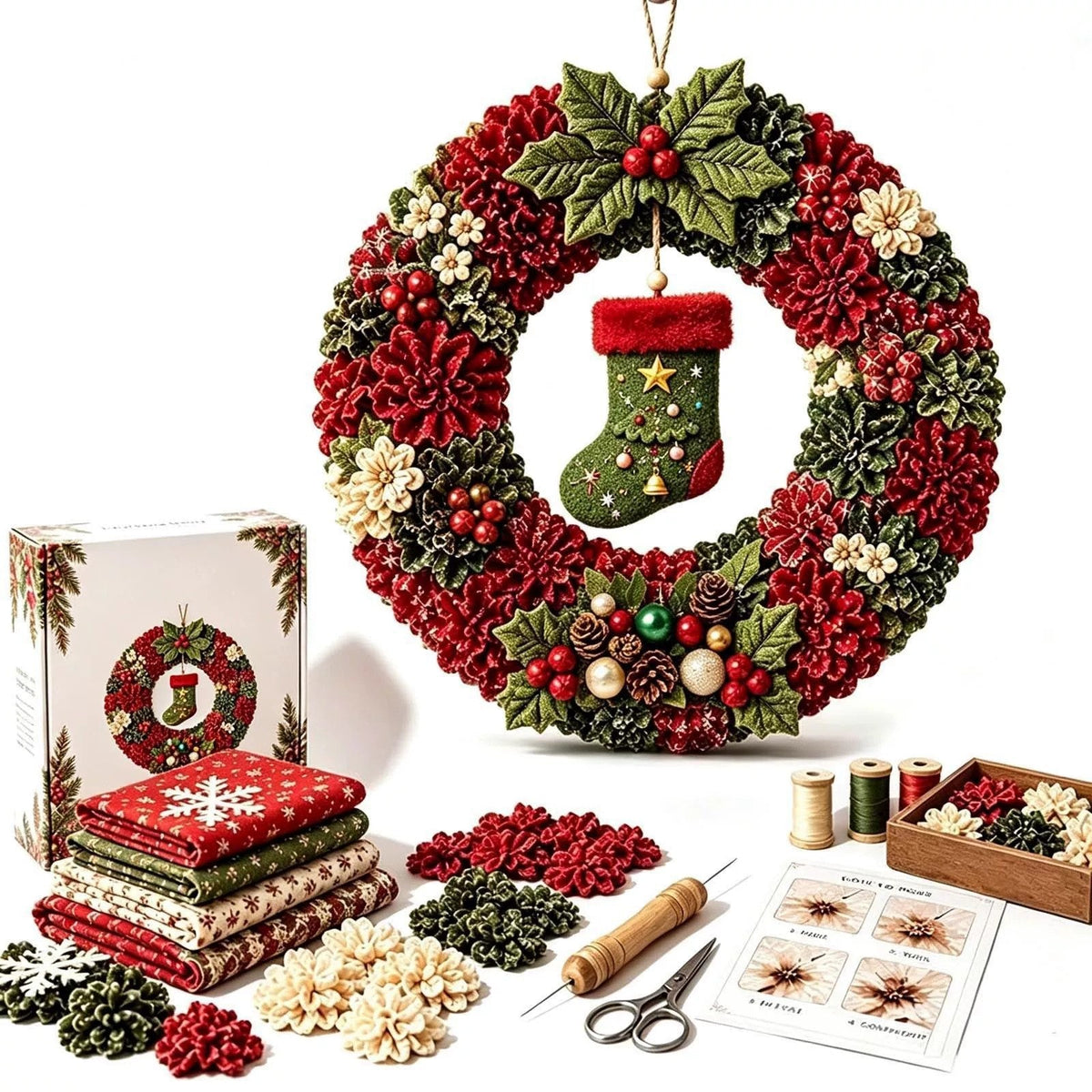 DIY Fabric Christmas Wreath Craft Kit