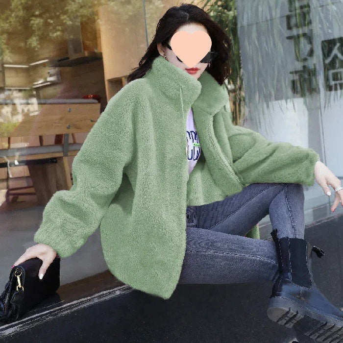 Women Double-Sided Velvet Warm Zip Up Cardigan