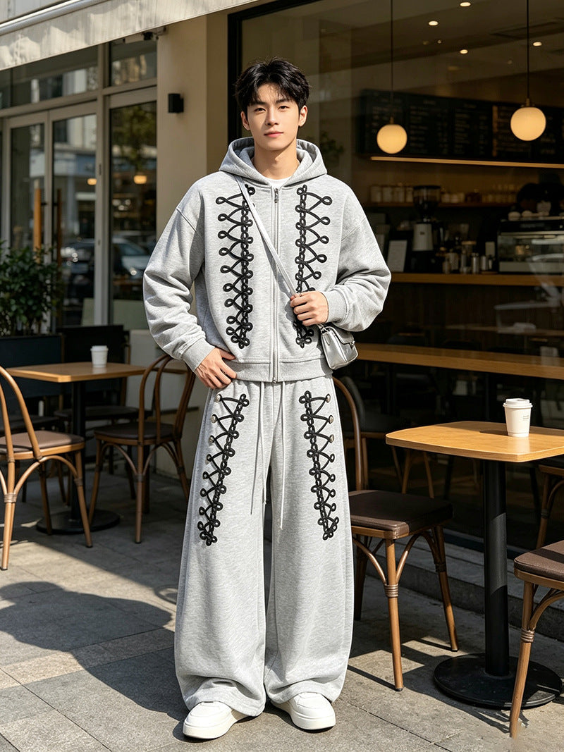 Couple-style bow knot design hooded sweatshirt set